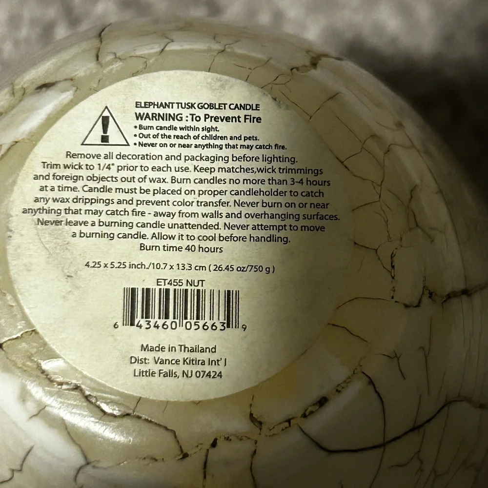 Vance Kitira Elephant Tusk Goblet Candle Nutmeg
